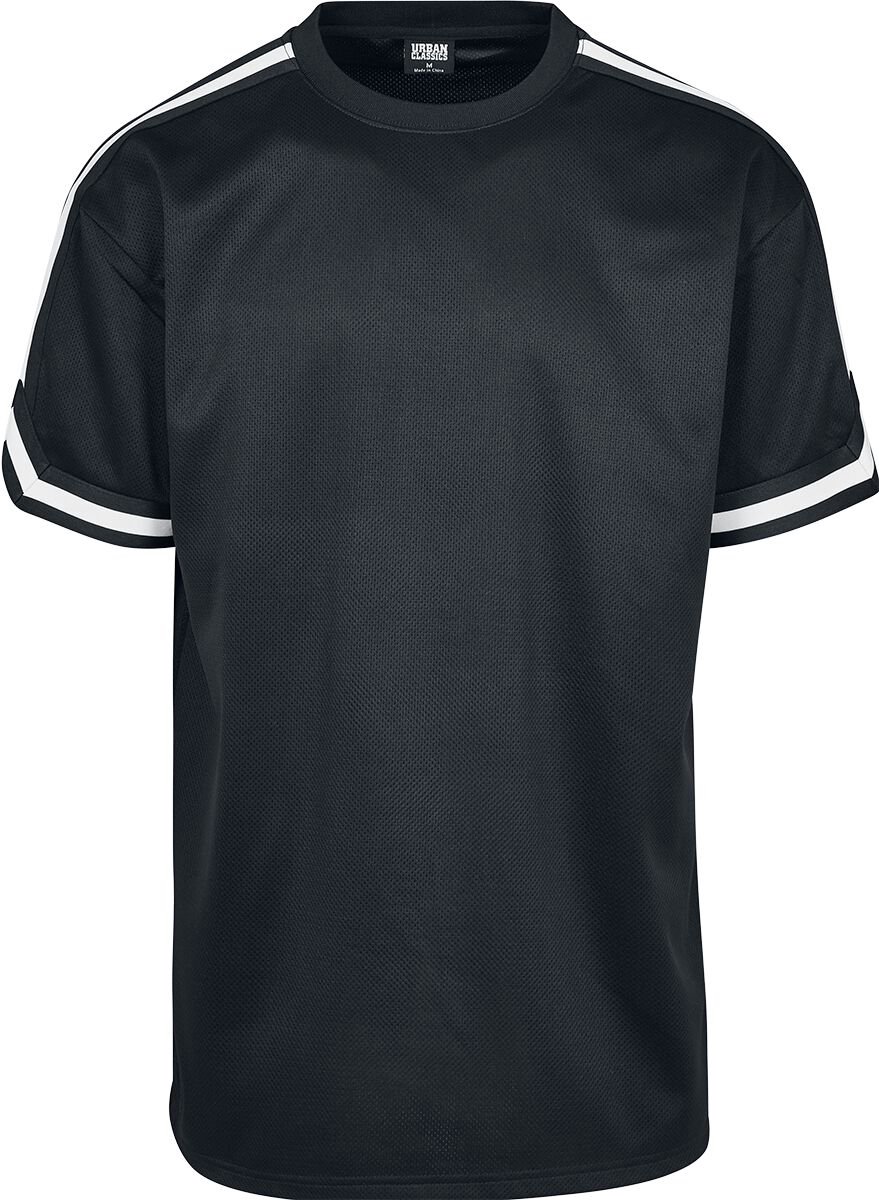 Urban Classics Oversized Stripes Mesh Tee Heren T-shirt – L Zwart