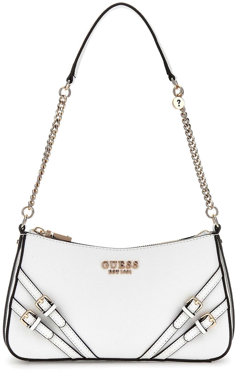 GUESS Schoudertas Bramina Top Zip Shoulder Bag White Wit