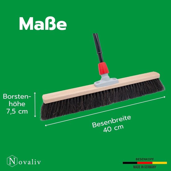 Zaalbezem natuurhaar 40 cm I Bezem met uitschuifbare steel I Paardenhaar zwart I Zacht I fijn I Grote bezem veegbezem kamerbezem tuinbezem van Onbekend. — afbeelding 2