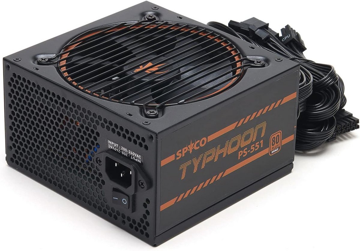 Gaming PSU 550W 80 PLUS Bronze - Geruisloos en Compact ATX Voedingsapparaat met Super Silent Ventilator