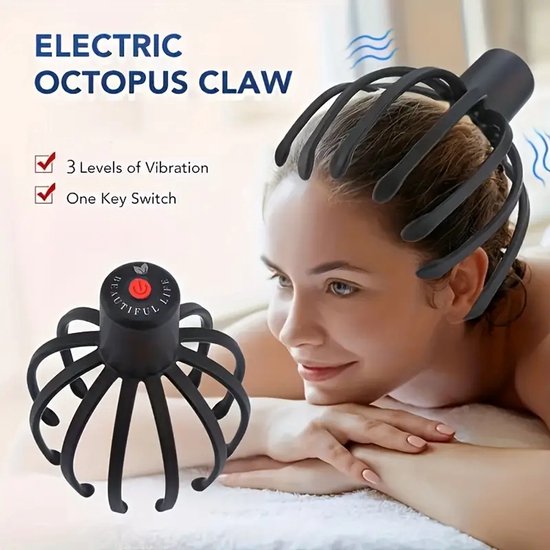 Foto: Elektrische octopus klauw scalp massager met 3 trillingsniveaus led rood licht oplaadbaar via usb lithium polymeer batterij tpe materiaal universele pasvorm ideaal geschenk voor familie mannen vrouwen