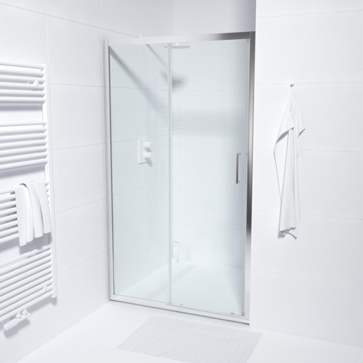 FugaFlow ID06 Quick Fit Schuifdeur - 110x190cm - 6mm veiligheidsglas - alu profiel - anti kalk - chroom