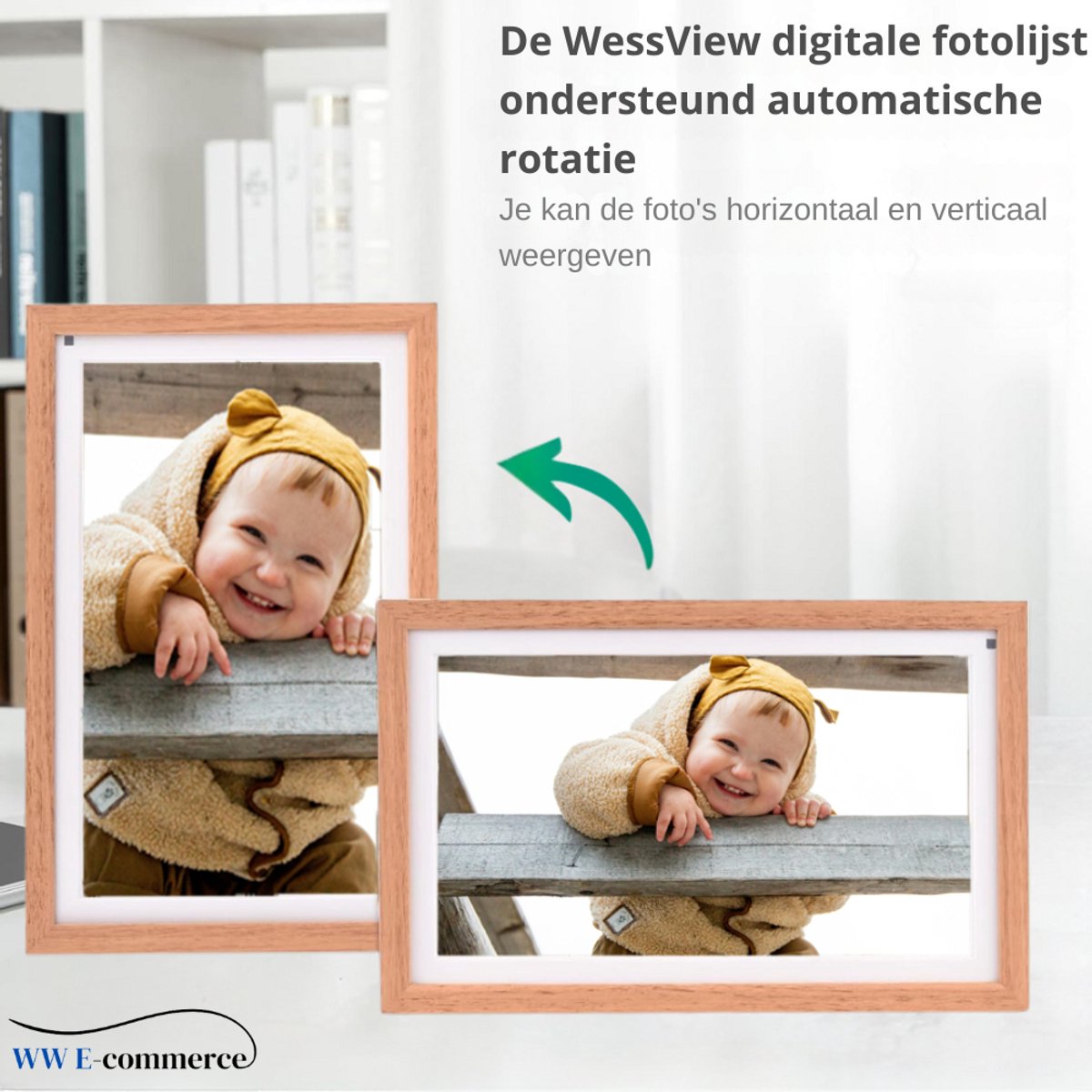 WessView Digitale Fotolijst 15.6 inch - WiFi & Frameo App - afbeelding 3