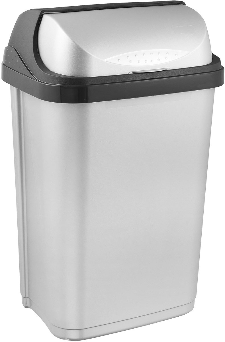 Ibenzoa® Stijlvolle Zilveren Afvalemmer met Praktisch Roldeksel en 25 Liter Capaciteit