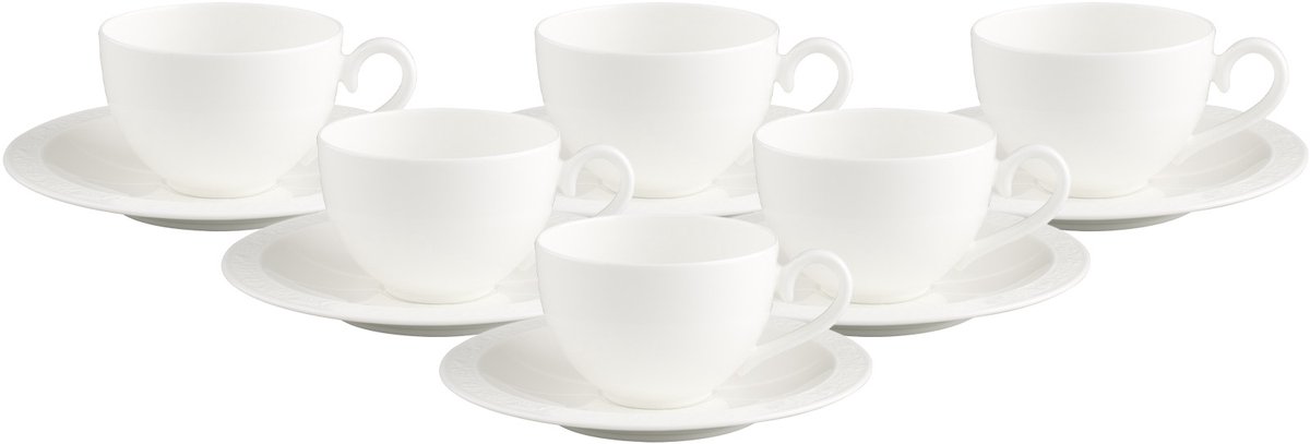 Kaffeetassen mit Untertassen White Pearl 120 ml Set van 6