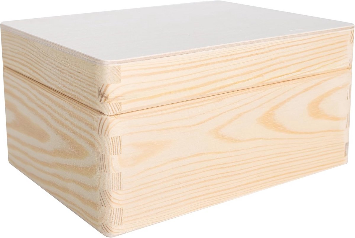 Houten Opbergdoos met Deksel - 19,5 x 15 x 10 cm - Perfect voor Documenten, Speelgoed en Kostbaarheden