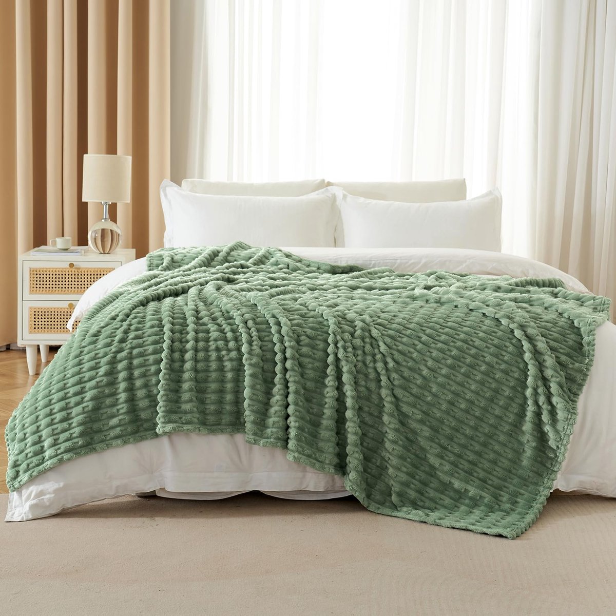 Unyqoos Luxueuze Pluizige Microvezel Knuffeldeken voor Comfort en Stijl in Huis groen