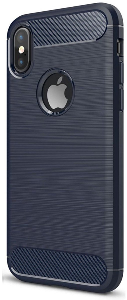 Mobiq Carbon Look Hoesje geschikt voor iPhone XS Max - Flexibele TPU Case