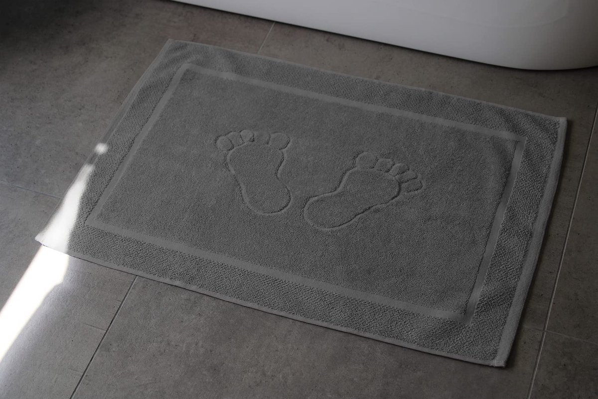 Ibenzoa® Hoogwaardige Donkergrijze Badmat Set van 2, 100% Katoen, 50x70 cm, 700 g/m²