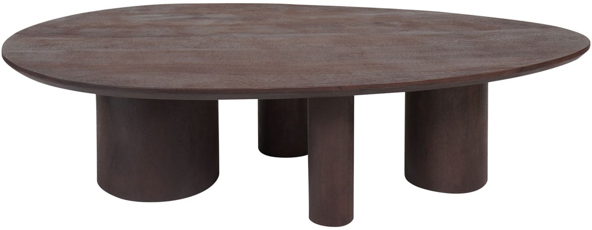 Home67 Salontafel Amir 140 x 80 cm - Espresso Mangohout - Organische Salontafel met Kiezelvormig Blad Bruin