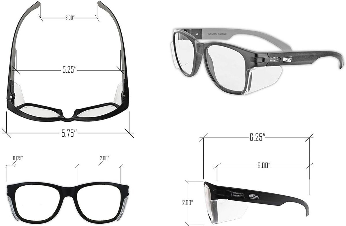 Veiligheidsbril met Zijden Bescherming | ANSI Z87+ Gevalideerd, Kras- en Mistbestendig, Comfortabel en Stijlvol, Inclusief Etui, Heldere Lens