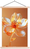 Posterhanger incl. Poster 40x60 cm - Schoolplaat - Glazen - Bloem - Oranje - Textielposter - Blanke latten