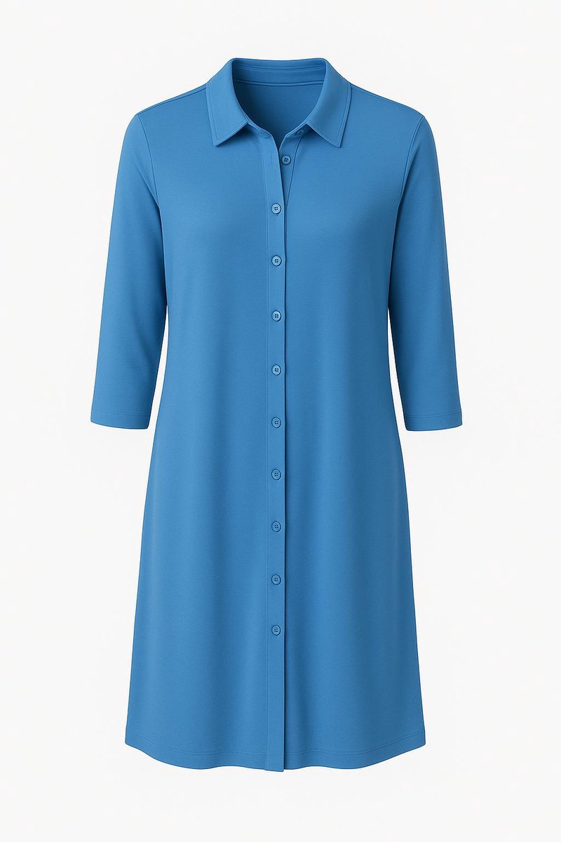 Angelle Milan Jurk Dames - Blauw - Travelstof - Maat XXL