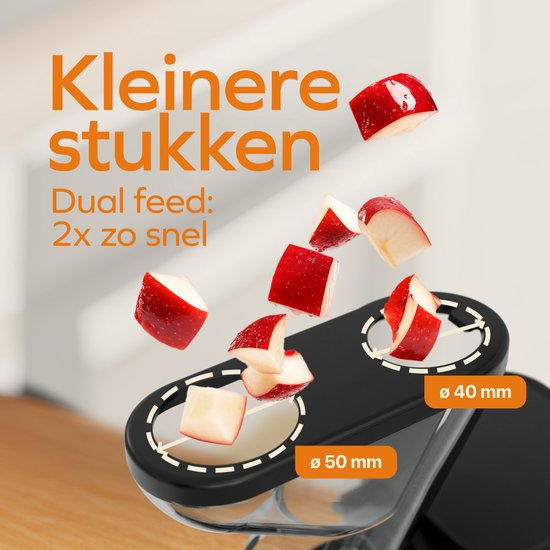 KitchenBrothers Slowjuicer - Mini Juicer - Groenten en Fruitpers - 40 mm en 50 mm invoer - 400 ml - Zwart van KitchenBrothers — afbeelding 4