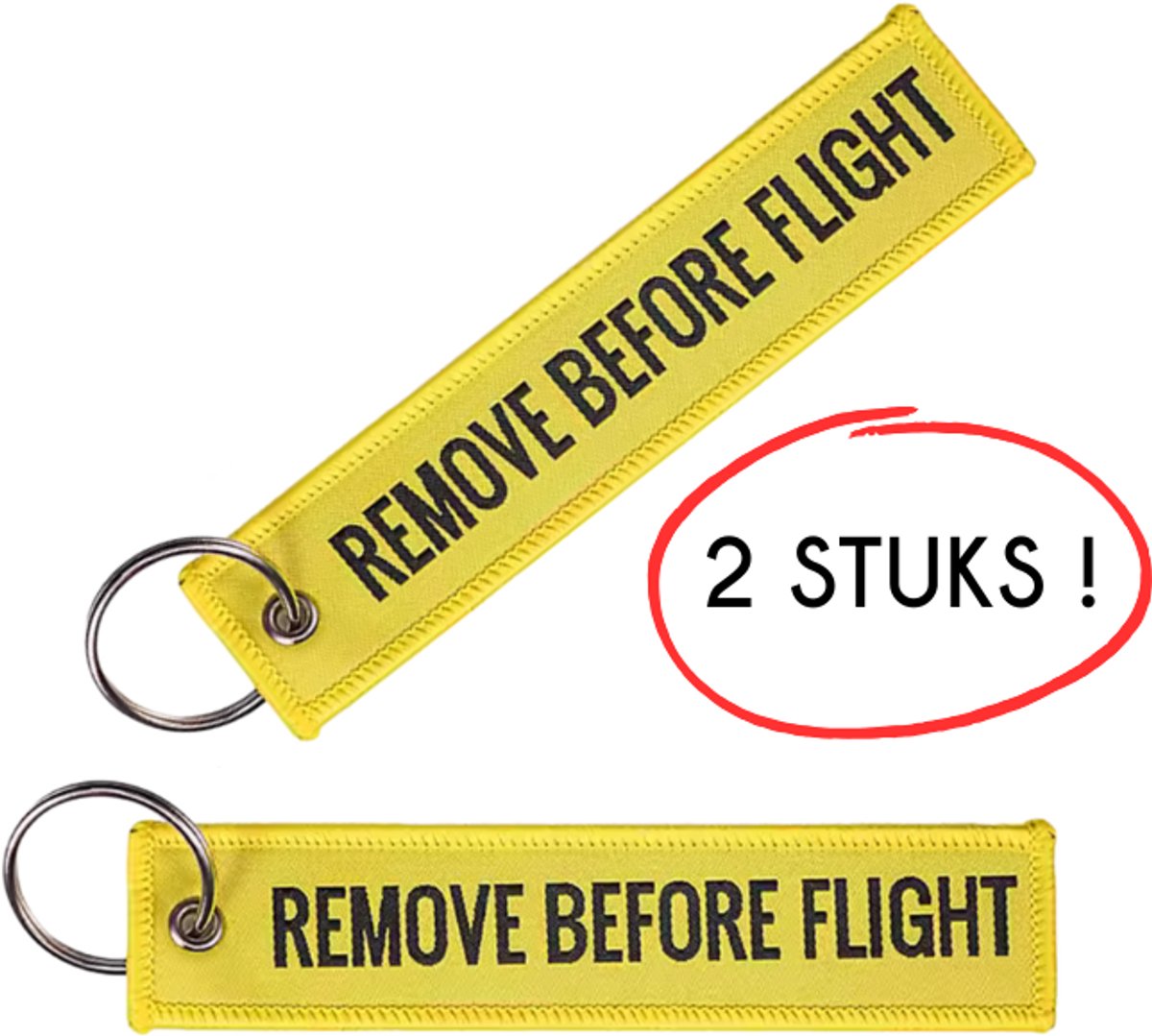 S4D® - Remove Before Flight - Sleutelhanger - Sleutelhanger Auto - Sleutelhangers Volwassenen - Geel - 2 STUKS !