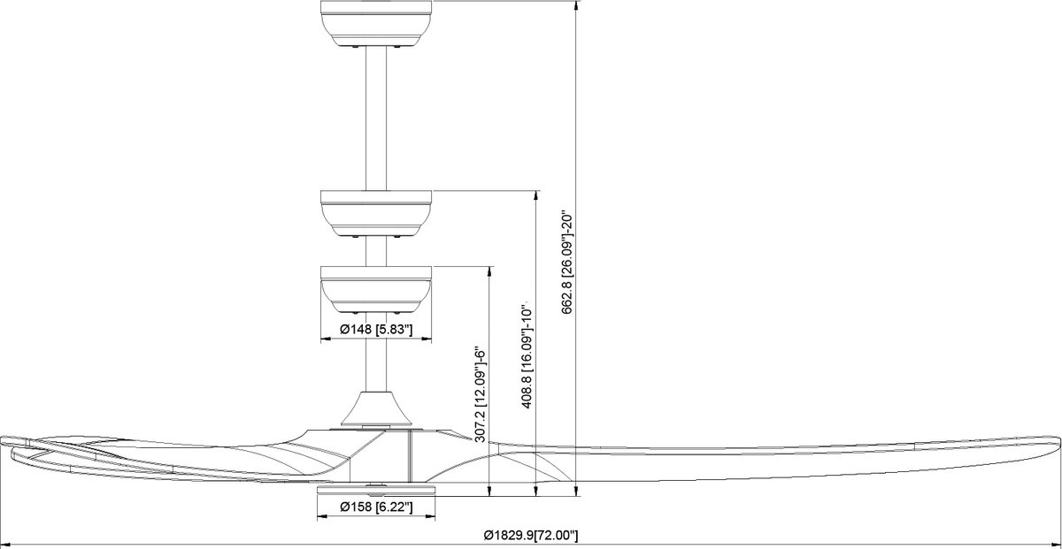 72 Inch Plafondventilator, Zonder Licht, Afstandsbediening met 6 Snelheden, 3 Houten Bladen, Omkeerbare Gelijkstroommotor, Moderne, Inbouwbare Buitenventilator voor Slaapkamer, Woonkamer en Terras, Binnen/Buiten – foto 7