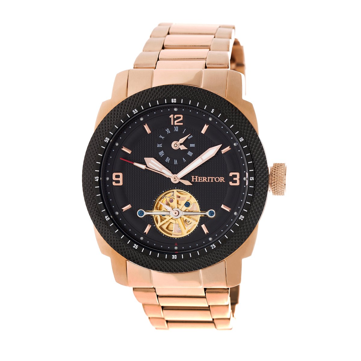Heritor Automatic Helmsley Semi-Skeleton Armbandhorloge - Roségoud-Zwart