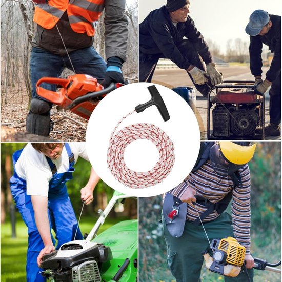 3,5 mm grasmaaier trekkoord 10 m trekkoord voor benzine grasmaaier met 4 stuks trekkoord handvat terugslag starter touw vervanging universele motor starter voor benzine grasmaaier kettingzaag van Merkloos	 — afbeelding 4