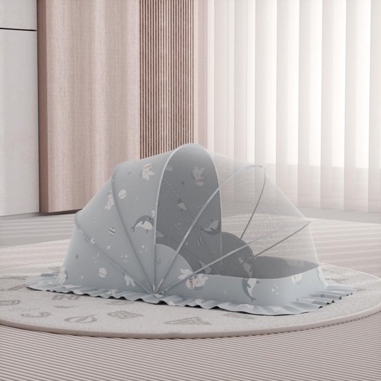 Baby klamboe Baby hemeltje opvouwbaar Baby Muggen Tent Net, Ademend Bodemloos Draagbaar Wieg Net Zonnescherm voor Baby's, Peuters, Eenvoudig Gebruik, voor de Veilige Slaap van Uw Baby 120x60x65 cm (0-3 jaar, Grijs) — afbeelding 2