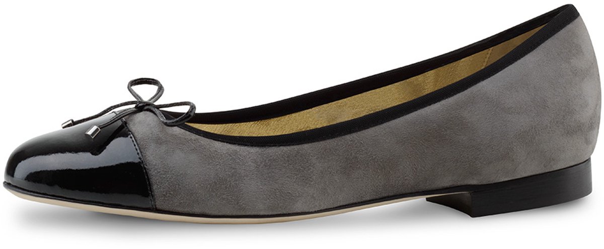 Werner Kern Mila Ballerina schoenen dames - Klassieke Ballerina's - Grijs suede en zwart lakleer - Instappers - Damesschoenen - Ballet flats - Werner Kern Ballerinas - Zwart/grijs - 42