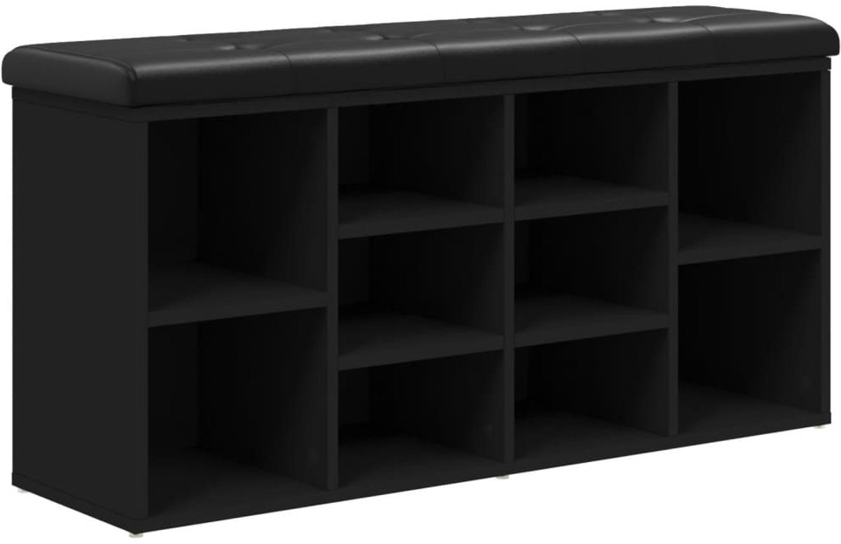 vidaXL Schoenenbank 94,5x31x57 cm bewerkt hout hoogglans zwart