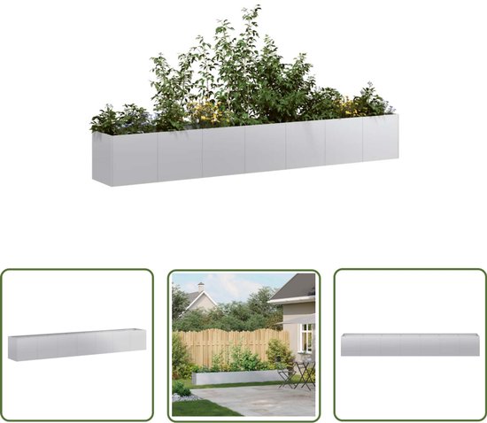 Vidaxl plantenbak verhoogd 240x80x81 cm gegalvaniseerd staal zilver