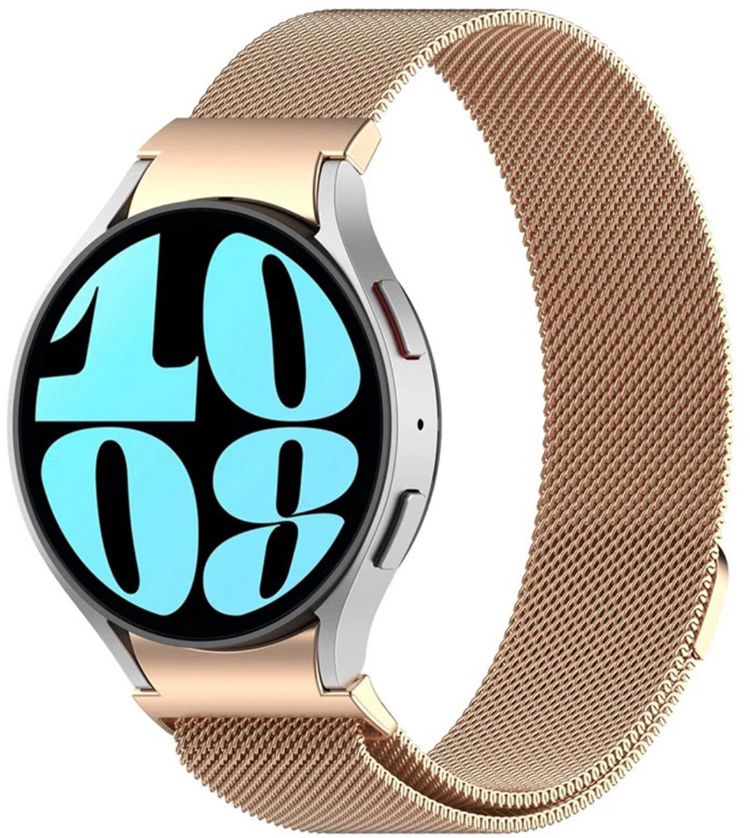 Stravo Milanees bandje - Met Snelkoppeling, Naadloze Pasvorm - Luxe Milanees horlogeband voor Samsung Galaxy Watch 7 (40 & 44mm) / FE / 6 / 6 Pro / 5 / 5 Pro / 4 / 4 Classic - Rosé Goud