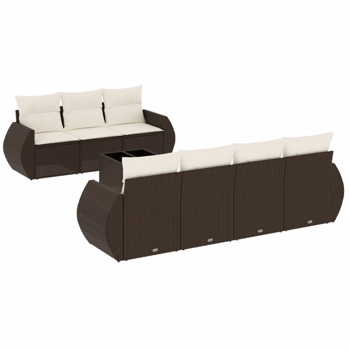 The Living Store 8-delige Loungeset met kussens poly rattan bruin - Loungebank - Tuinstoel - Lounge Set - Buitendecoratie - Outdoor Furniture