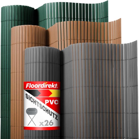 FLOORDIREKT Brise-vue en PVC pour Jardin, balcon et terrasse - Brise-vue extérieur - Extra opaque - Décoration pour balustrades de balcon - Vert - 100 x 500 cm