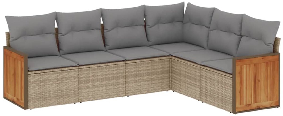Poly rattan loungeset met beige kussens voor tuindecoratie - The Living Store.
