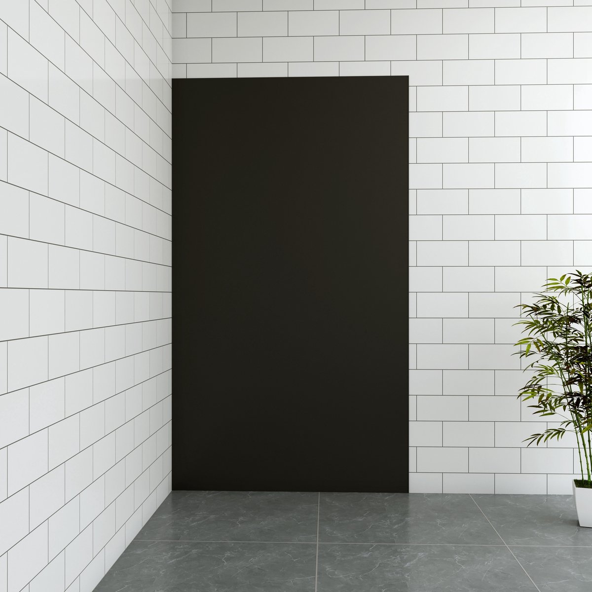 Aica B:90xH:210 cm mat zwart aluminium composiet platen , 3 mm dik-Set van 1 douchewandpanelen inclusief profielen-Wandpanelen