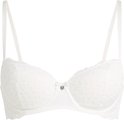 Witte beugel-bh met kanten cups en verstelbare bandjes.