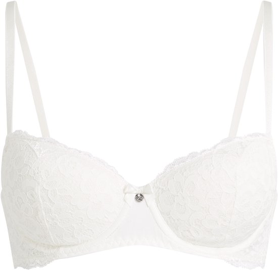 Witte beugel-bh met kanten cups en verstelbare bandjes.