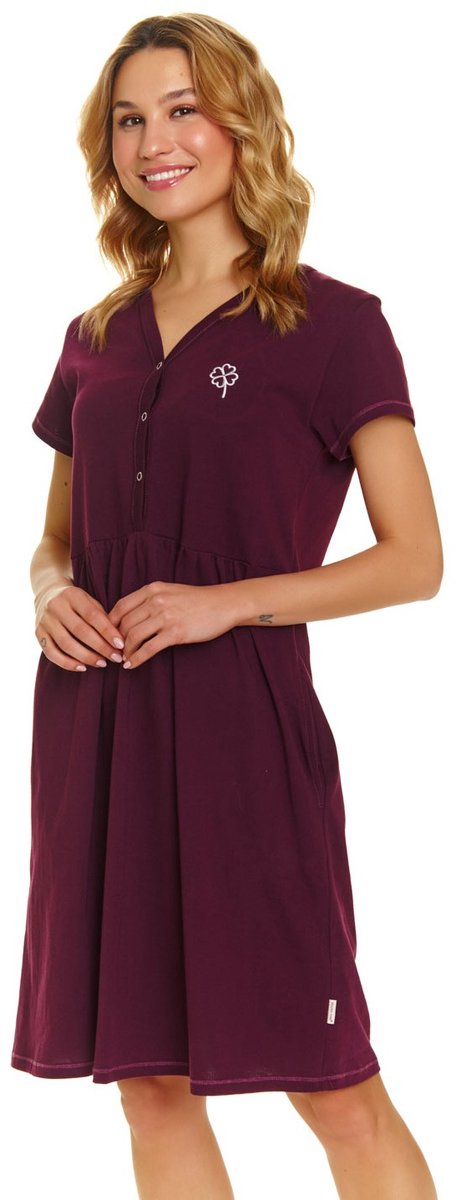 Doctor Nap Katoenen Nachthemd Borstvoeding Zwangerschap TB.5336 Burgundy 38 / Bordeaux
