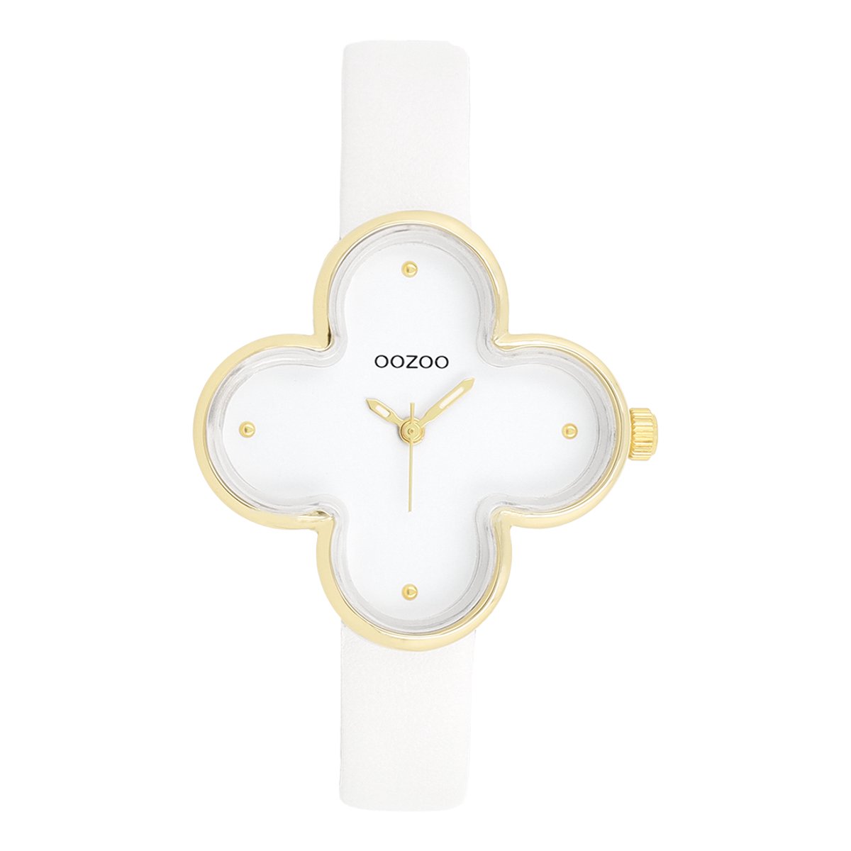 OOZOO Timepieces - Goudkleurige horloge met leren band leren band - C11520