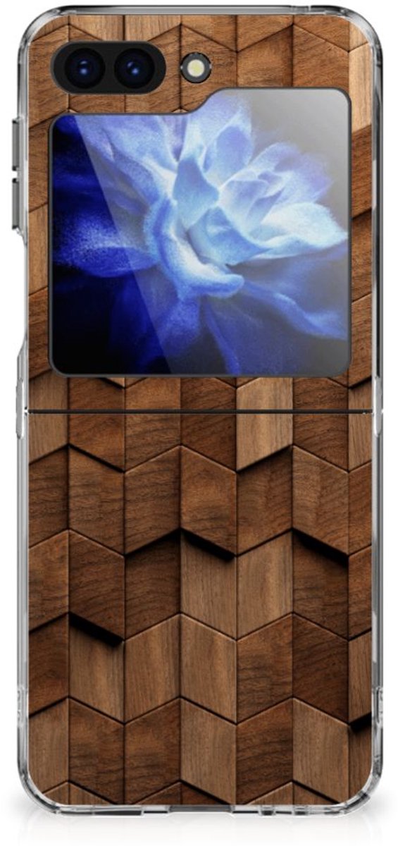 Bumper Hoesje voor Samsung Galaxy Z Flip 6 Wooden Cubes