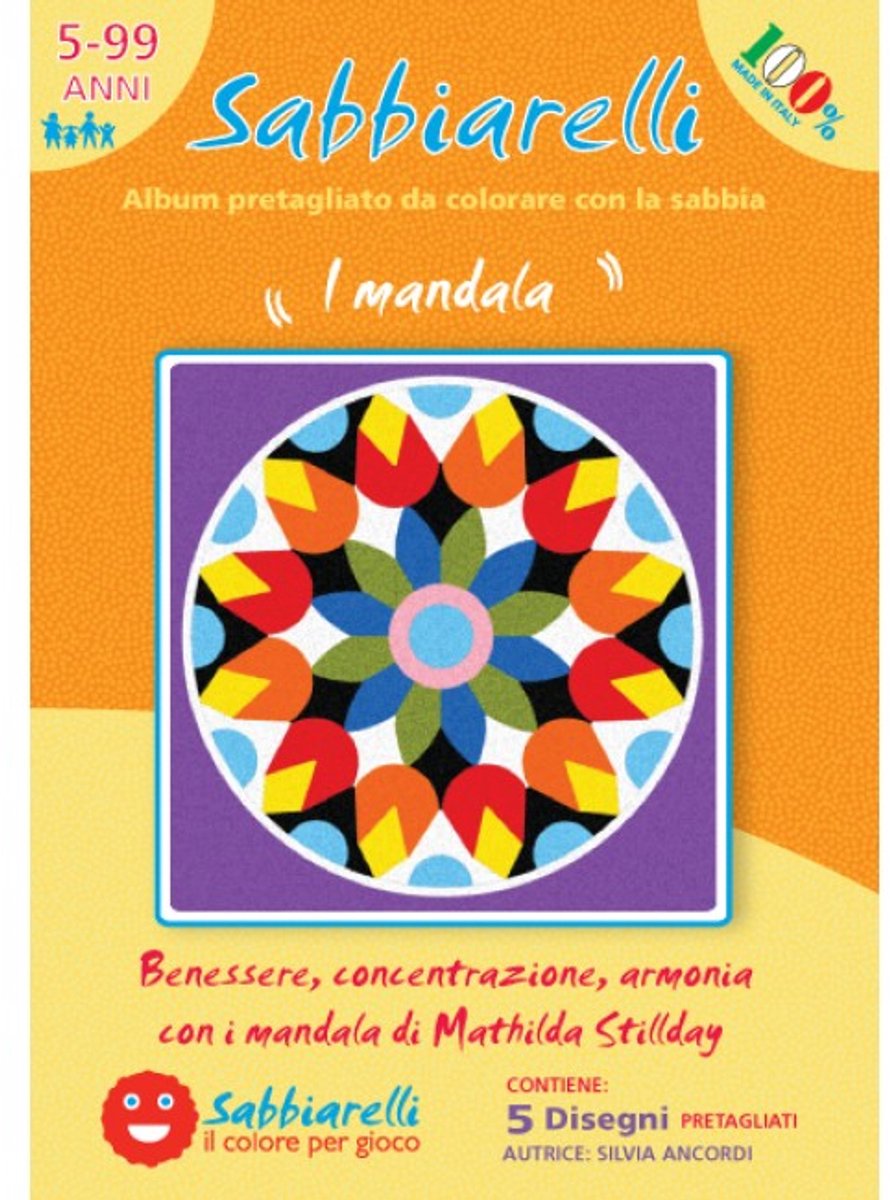 Sabbiarelli zandschilderen album mandala's 15x15 cm 5 stuks creatief speelgoed.