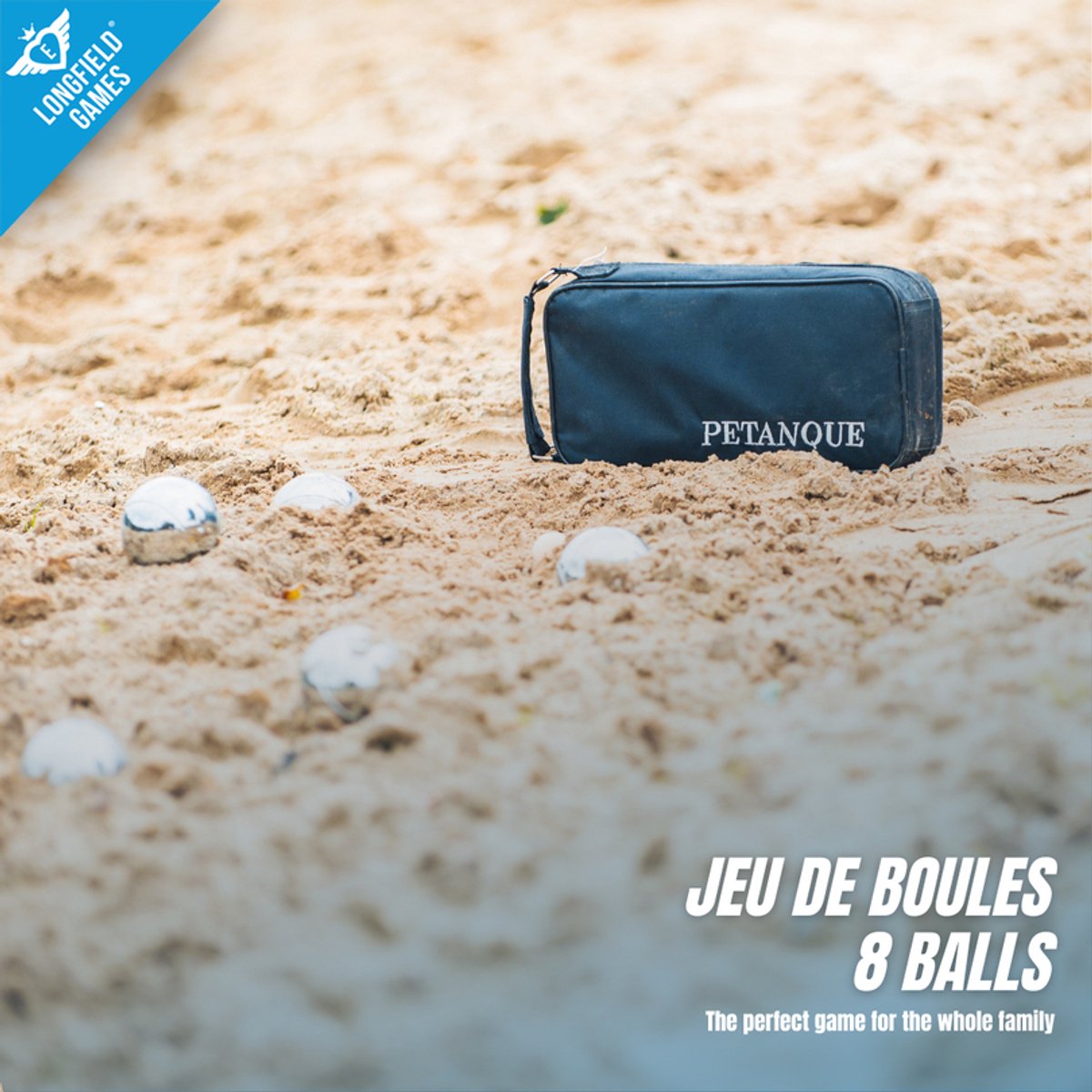 Metalen Jeu de Boules - 8 ballen in zwarte rits tas - Pétanque - Boules - Metalen ballen - Geschikt voor elke Jeu De Boules baan - Longfield — afbeelding 4