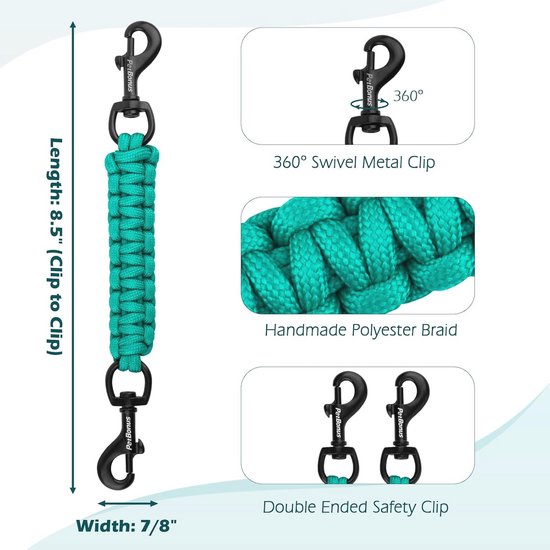 PetBonus Hondenhalsband veiligheidsclip, handgemaakte back-up veiligheidsriem voor hondenharnas, dubbele sluiting riem connector (blauw