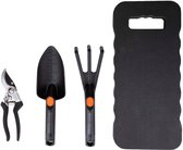 BLACK+DECKER Tuingereedschap Set 4 Stuks - Kniemat, Snoeischaar, Schep en Tuinklauw - 13mm Snijcapaciteit - Zwart/Oranje