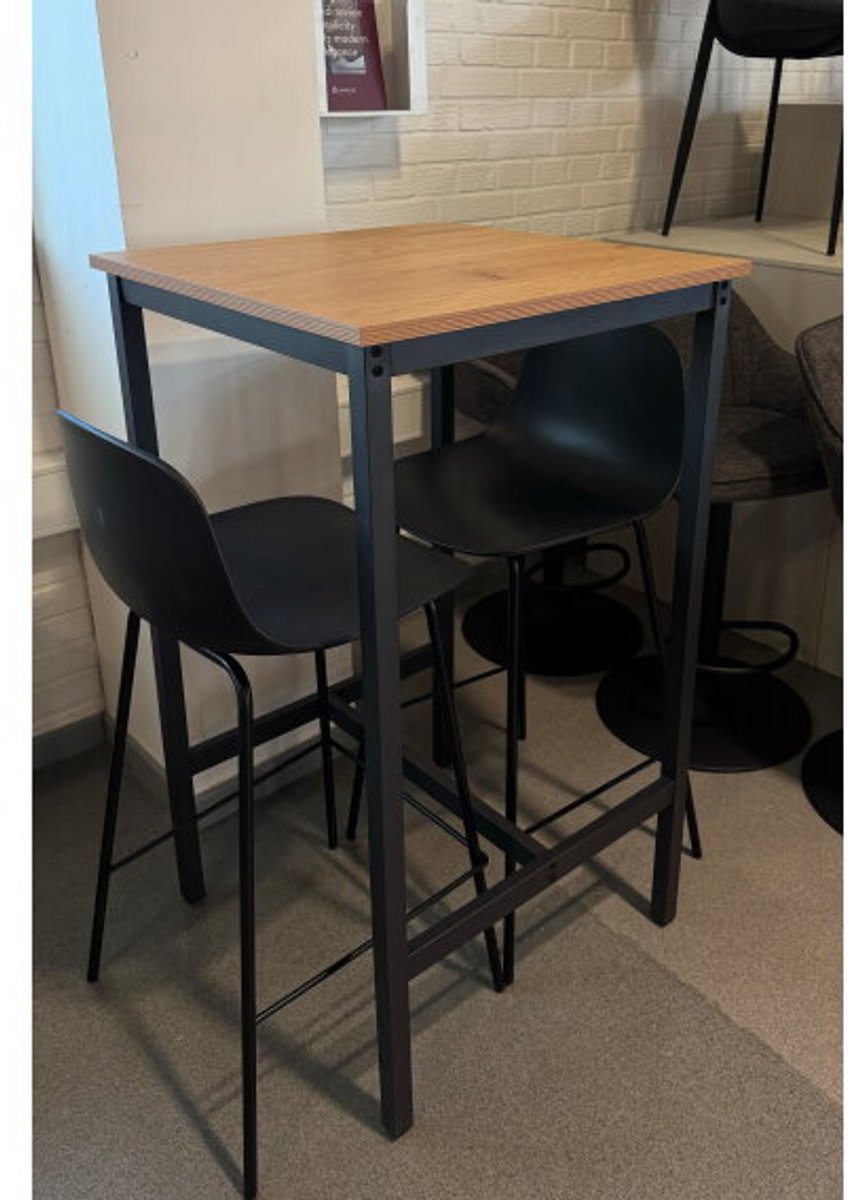 Meubelplaats Bartafel Cesura vierkant eiken melamine - 60x60x105 cm - Statafel - hoge tafel Naturel