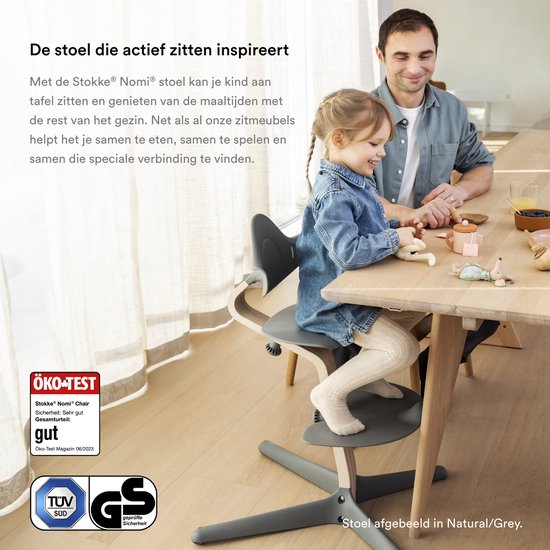 Stokke Nomi stoel (eiken wit) met babyset (wit) - Inspireert actief zitten en biedt ondersteuning terwijl de baby leert zitten - Kan tot 150 kg dragen van Stokke — afbeelding 5