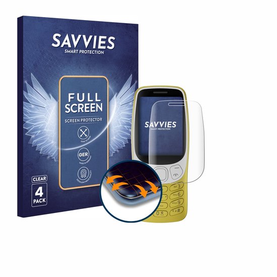Savvies - Protection d'écran pour Nokia 3210 - Film protecteur transparent à couverture intégrale (4 pièces)