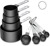 Set De 10 Cuillères à Mesurer KitchenCraft - Cuillères à Café Et Tasses - Pour Ingredients Secs/Liquides - Noir