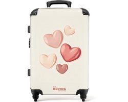 NoBoringSuitcases.com NoBoringSuitcases.com® - Kinderkoffer meisje - Kindertrolley meisjes - Zwevende harten in zachte rode en roze tinten - Koffer kind groot - 20 kg bagage