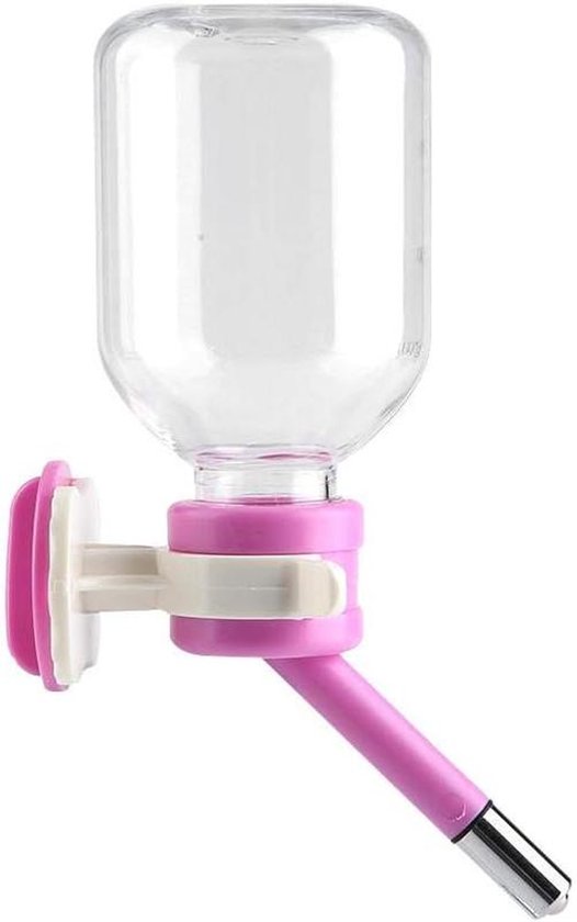 Draagbare drinkfles voor honden met waterdispenser voor huisdieren, antibacterieel, voor levensmiddelen, het testen van honden, reizen, drinken voor drinkflessen, voor buiten, (350 milliliter, roze