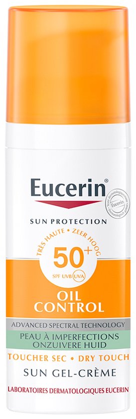Eucerin Sun Oil Control Gel-Crème Zonnebrand Gezicht - SPF 50+ - Zonbescherming voor Vette en Acne-gevoelige Huid - 50 ml