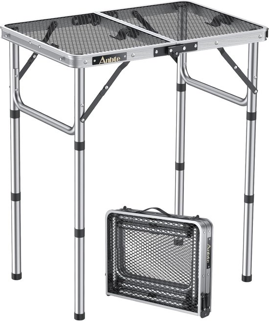 GARLLEN Klaptafel voor camping, hoog, van aluminium, draagbaar, 87 x 40 cm, 3 verstelbare hoogtes, voor camping en picknick, barbecue, keuken