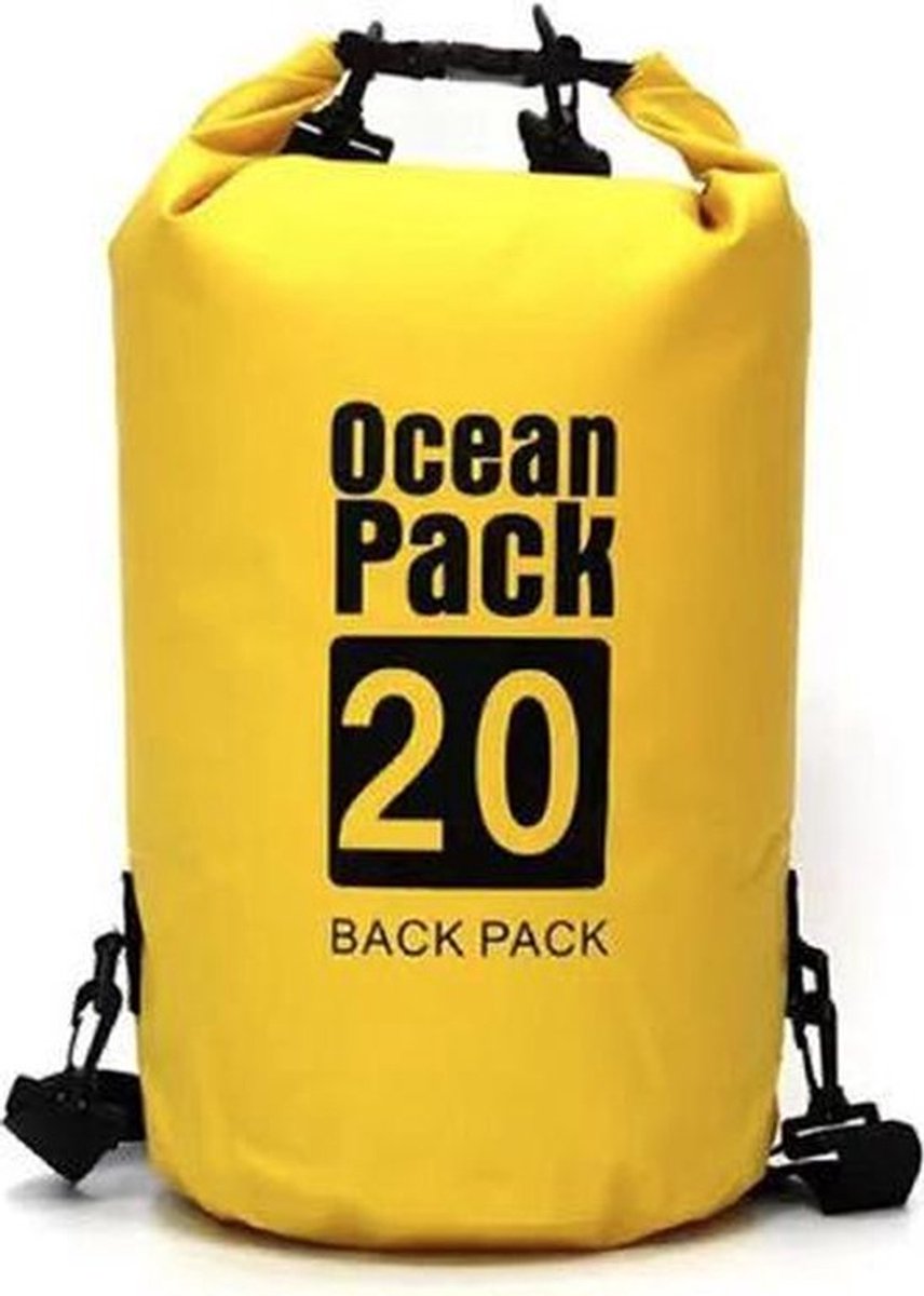 Waterdichte Tas - Dry bag - 20L - Geel - Ocean Pack - Dry Sack - Survival Outdoor Rugzak - Drybags - Boottas - Zeiltas