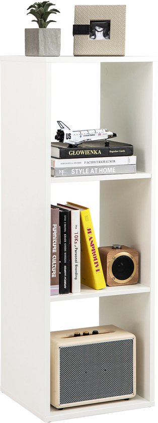 vidaXL - Boekenkast met deuren en 3 open vakken - Wit - Hout - 63x33x180 cm | Leen Bakker